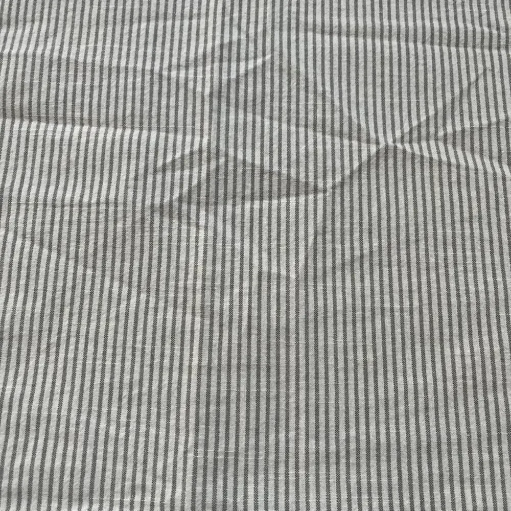 Ikea Bergpalm King Duvet Cover Striped Gray & White Button Closure 100% Cotton
